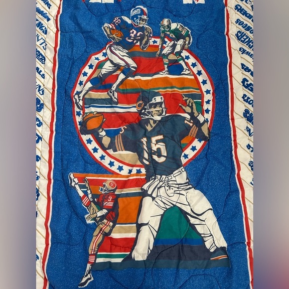 Vintage 1980’s NFL Football twin comforter Blanket Pillowcase set - Picture 2 of 9